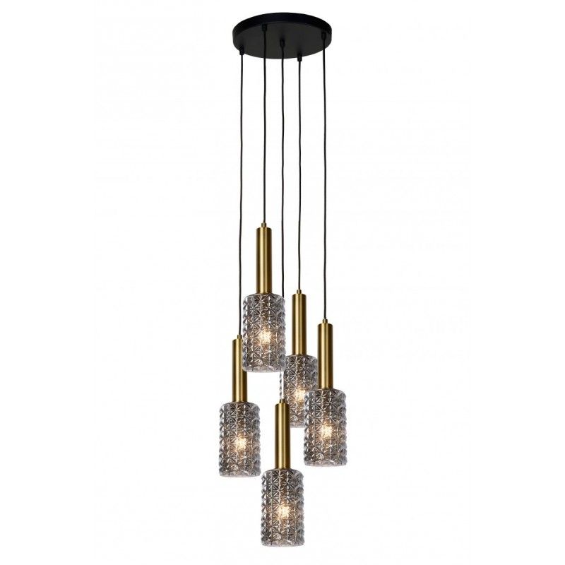 Lucide CORALIE Pendant 5xE27 Black/Clear Glass 45498/05/02