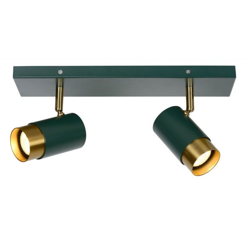 Lucide FLORIS Ceiling spotlight 2xGU10 Green/Satin brass 35913/02/33