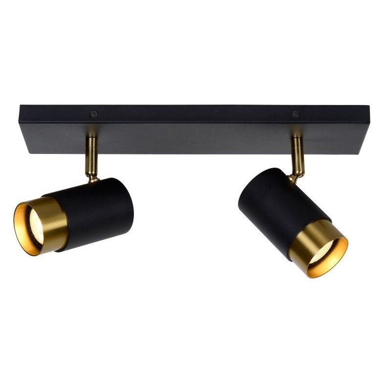 Lucide FLORIS Ceiling spotlight 2xGU10 Black/Satin brass 35913/02/30