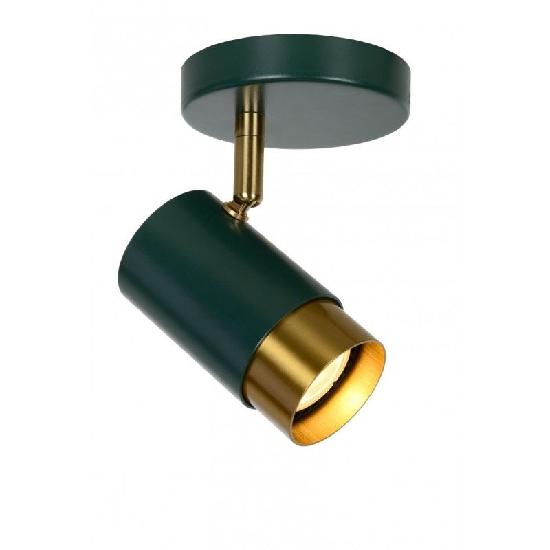 Lucide FLORIS Ceiling spotlight 1xGU10 Green/Satin brass 35913/01/33