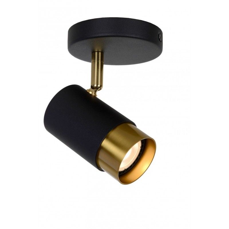 Lucide FLORIS Ceiling spotlight 1xGU10 Black/Satin brass 35913/01/30