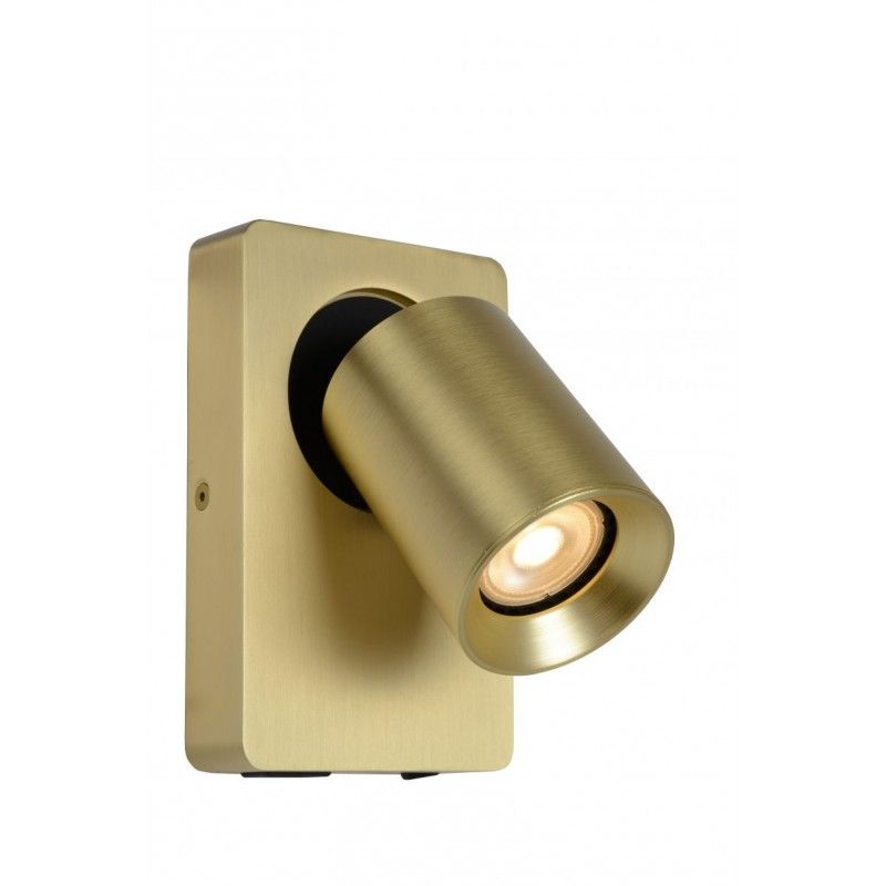 Lucide NIGEL Wall spotlight 1xGU10/5W + USB Satin Brass 09929/06/02