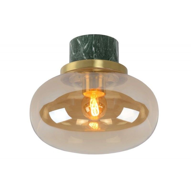 Lucide LORENA Ceiling Light E27 Ø23cm Green Marble/Amber 03140/23/62