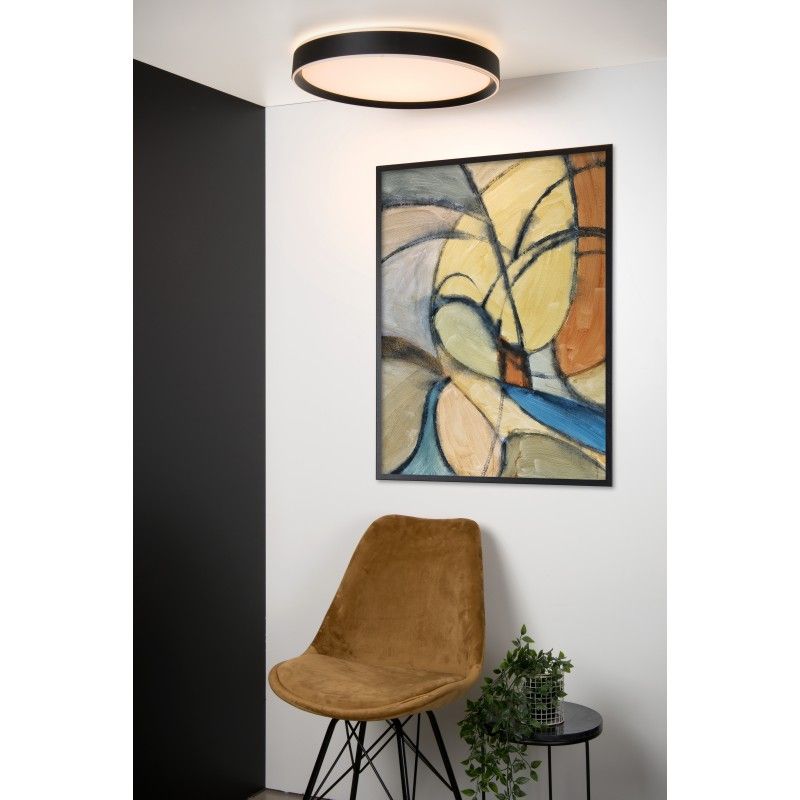 Lucide NURIA - Flush ceiling light - Ø 50 cm - LED Dim. - 1x36W 2700K - 3 StepDim - Black 79182/36/30
