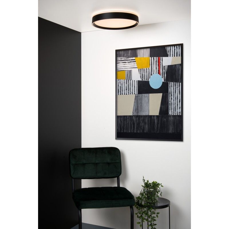 Lucide NURIA - Flush ceiling light - Ø 40 cm - LED Dim. - 1x24W 2700K - 3 StepDim - Black 79182/24/30
