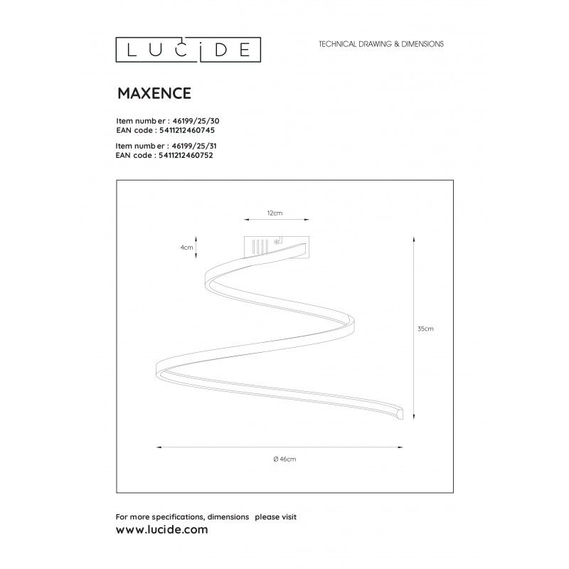 Lucide MAXENCE stropné svietidlo LED čierne 46199/25/30