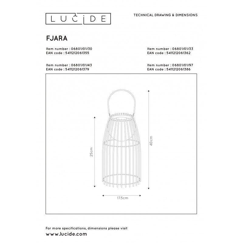 Lucide FJARA LED stolná lampa ratanová čierna 1790085