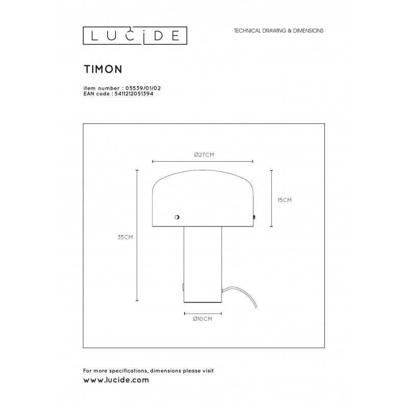 Lucide TIMON stolná lampa E27/25W 35cm matná zlatá / Opal 1329120