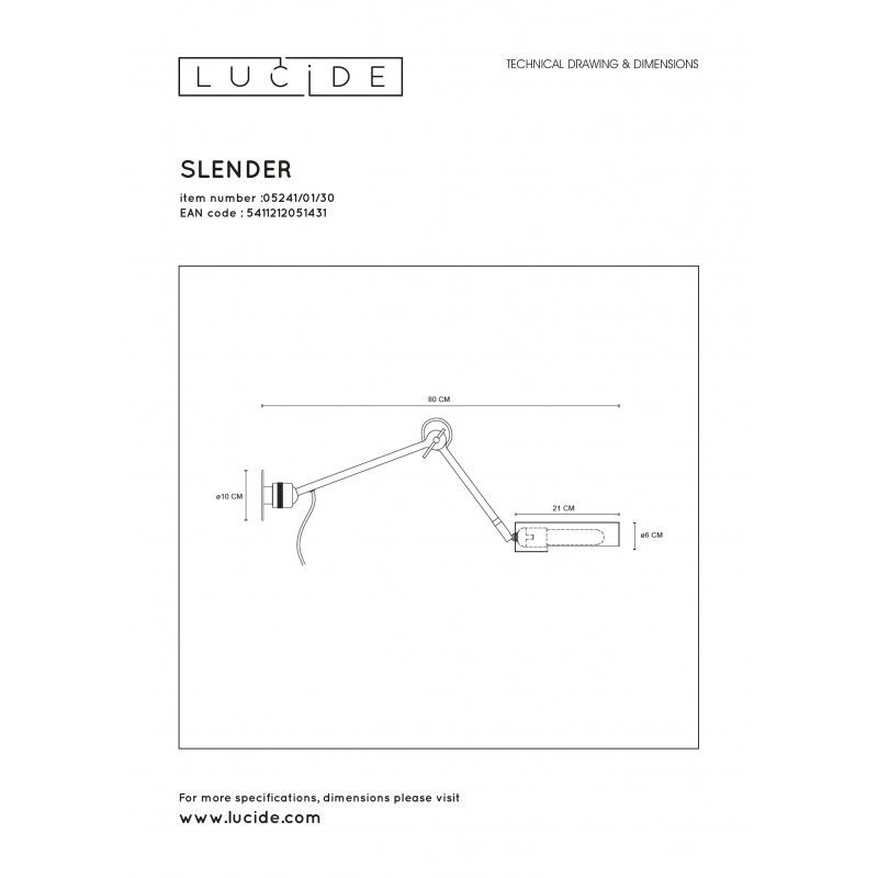 Lucide SLENDER nástenné svietidlo E27/25W čierne 1220307