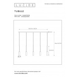 Lucide TUBULE závesné svietidlo LED 5x7W 2700K Black 24401/35/30