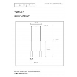 Lucide TUBULE závesné svietidlo LED 3x7W 2700K Black 24401/21/30