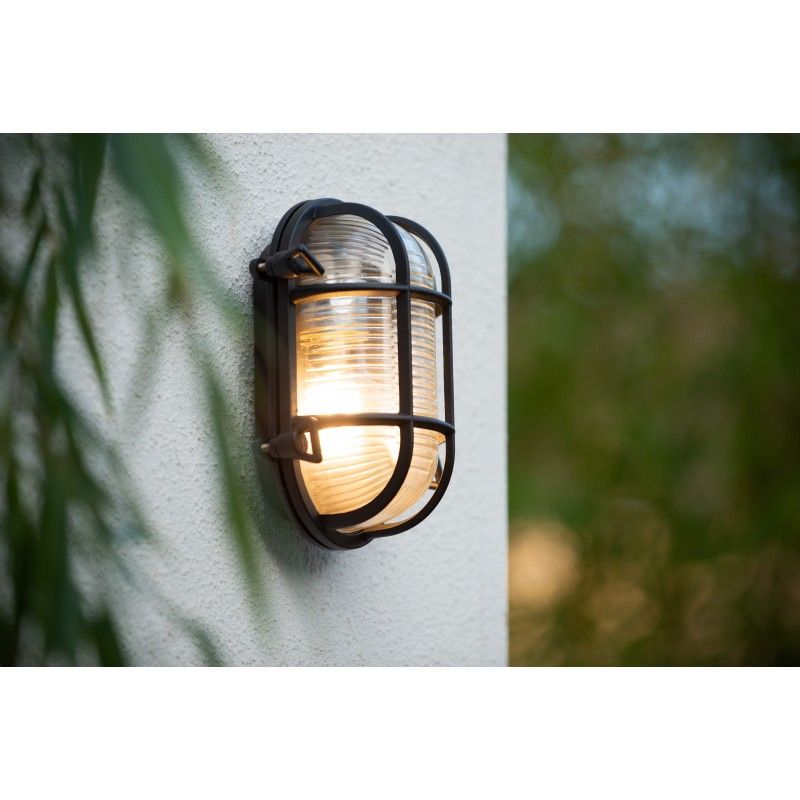 Lucide DUDLEY Outside Wall Light Oval IP65 E27/60W Black 11891/20/30