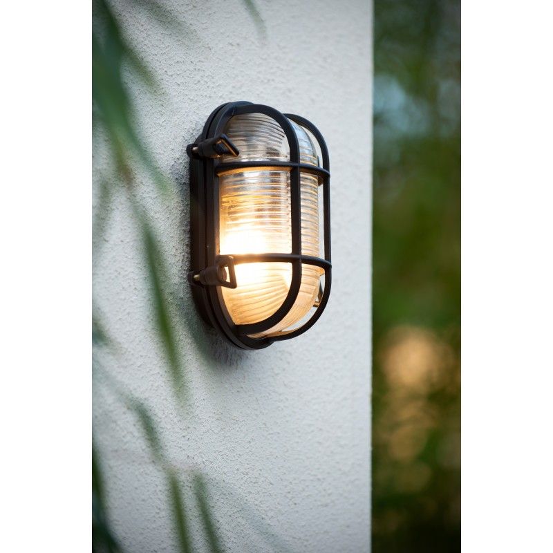 Lucide DUDLEY Outside Wall Light Oval IP65 E27/60W Black 11891/20/30