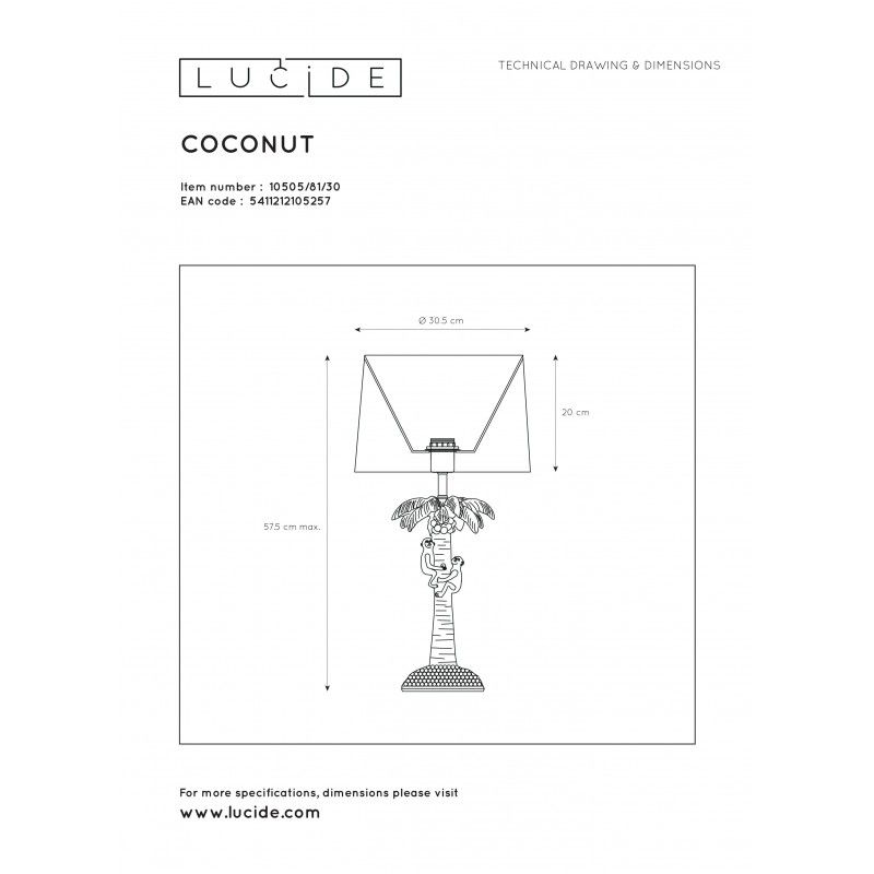 Lucide stolná lampa COCONUT 10505/81/30
