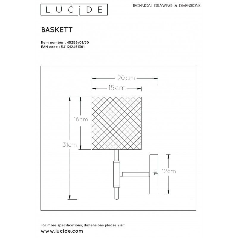 Lucide nástenné svietidlo BASKETWall 45259/01/30