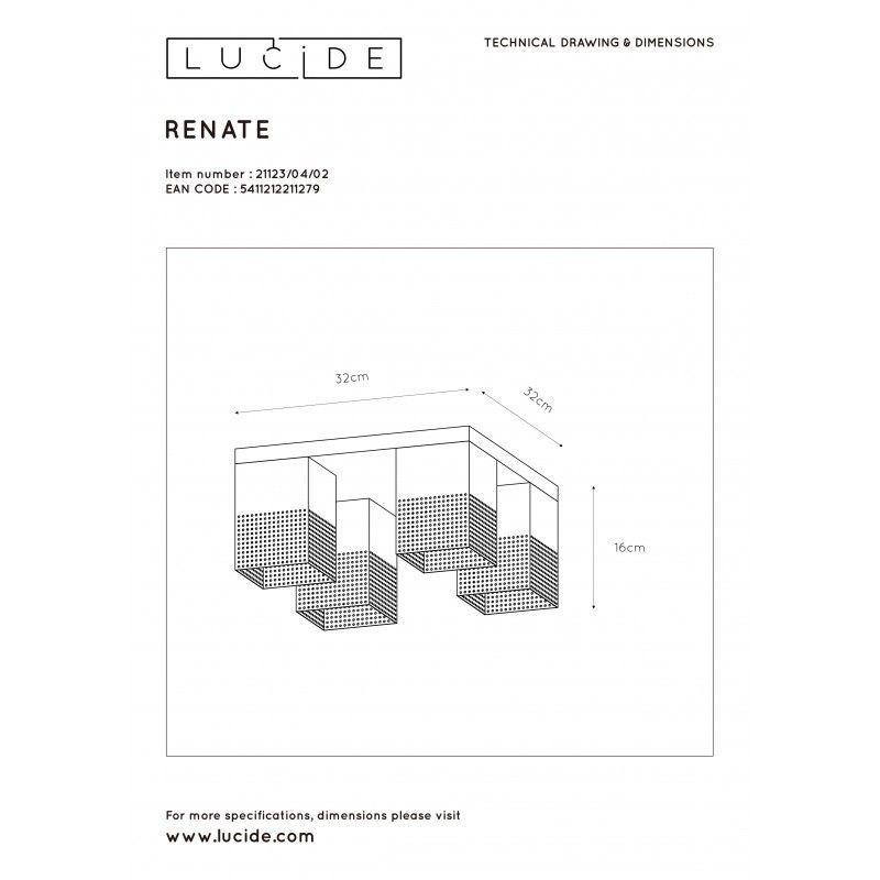 Lucide stropné svietidlo prisadené RENATE 21123/04/02