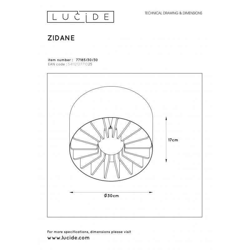 Lucide ZIDANE Wall Light E27/15W 77185/30/30