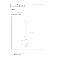 Lucide ZINO Pendant E27/60W Satin Black / Smoke Glass 74410/01/65