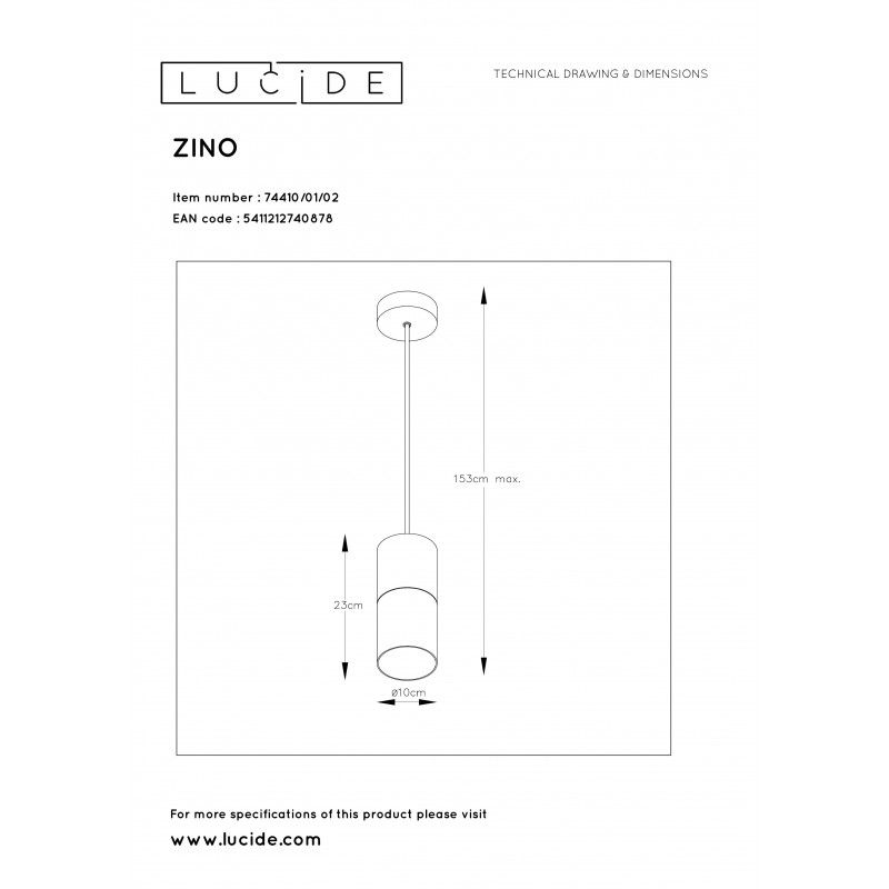 Lucide ZINO Pendant E27/60W Satin Brass/Smoke Glass 74410/01/02