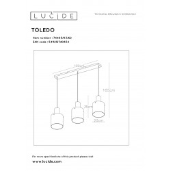 Lucide TOLEDO závesné svietidlo 3xE27/60W Copper/Glass Amber 74405/03/62