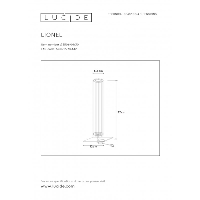 Lucide LIONEL stolná lampa 1xE27/40W Black 73506/01/30