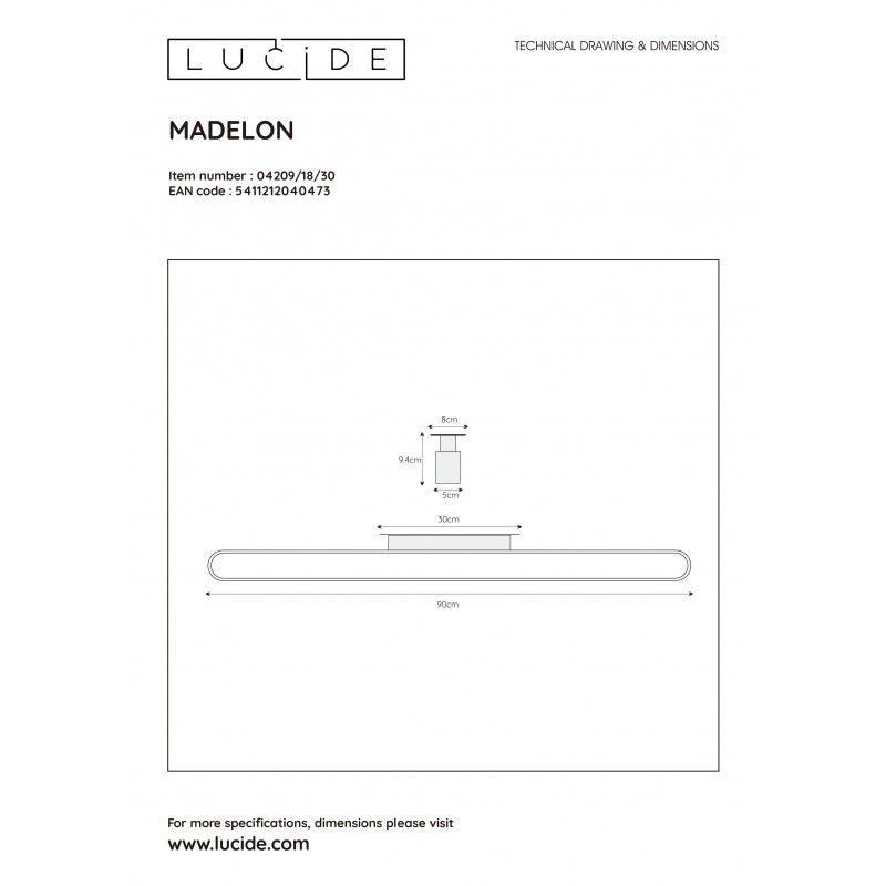 Lucide nástenné kúpeľňové svietidlo LED MADELON 04209/18/30