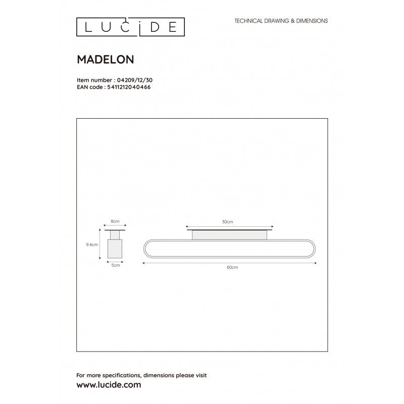 Lucide nástenné kúpeľňové svietidlo LED MADELON 04209/12/30