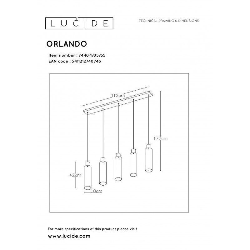 Lucide závesné svietidlo ORLANDO 74404/05/65