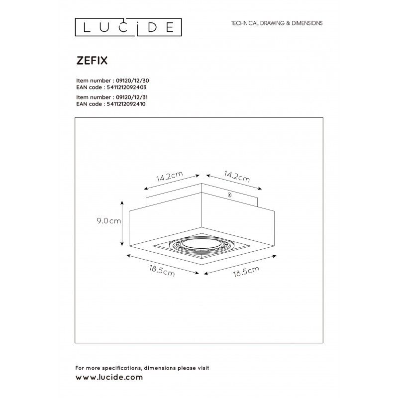 Lucide stropné bodové svietidlo povrchové ZEFIX 09120/12/31