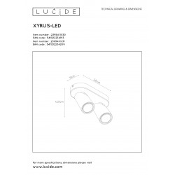 Lucide XYRUS - stropný reflektor - LED Smievateľné - GU10 - 2x5W 3000K - biela 23954/11/31