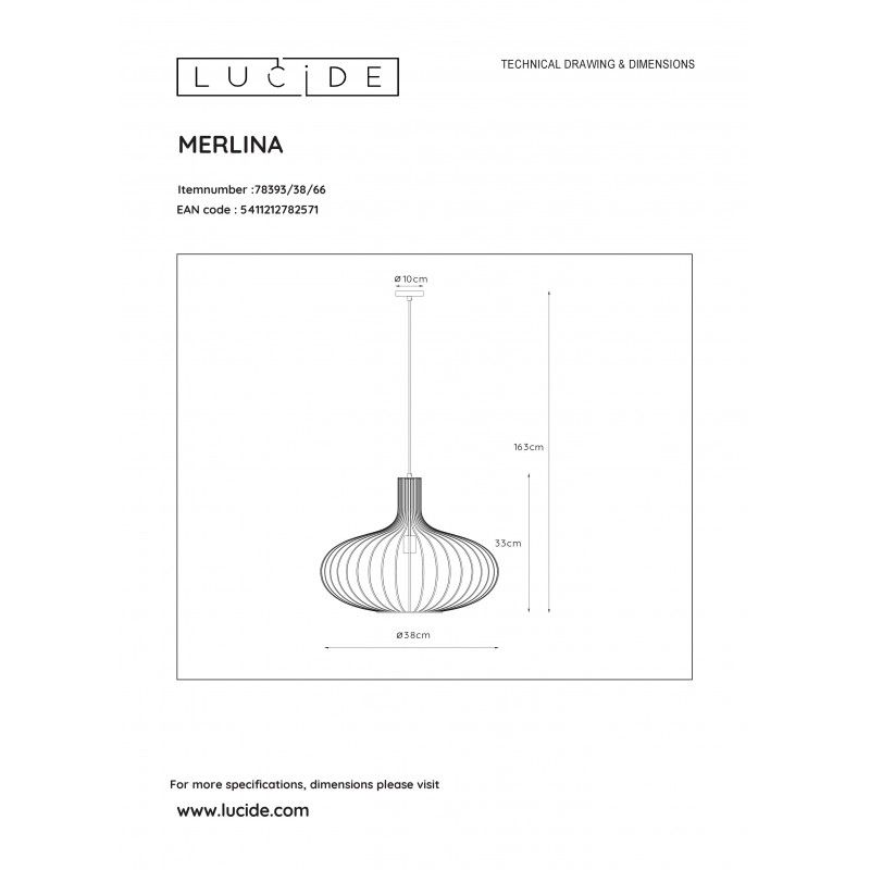 Lucide MERLINA - závesné svietidlo - E27/60W - ružové 78393/38/66