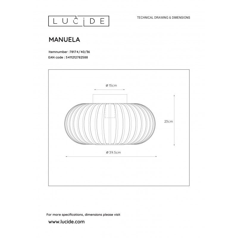 Lucide MANUELA - stropné svietidlo - 1xE27 78174/40/36