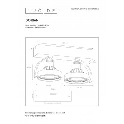 Lucide DORIAN - stropné svietidlo - 2xGU10 12W - Čierna 22968/24/30