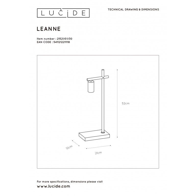 Lucide LEANNE - stolová lampa - E27/40W 21521/01/30