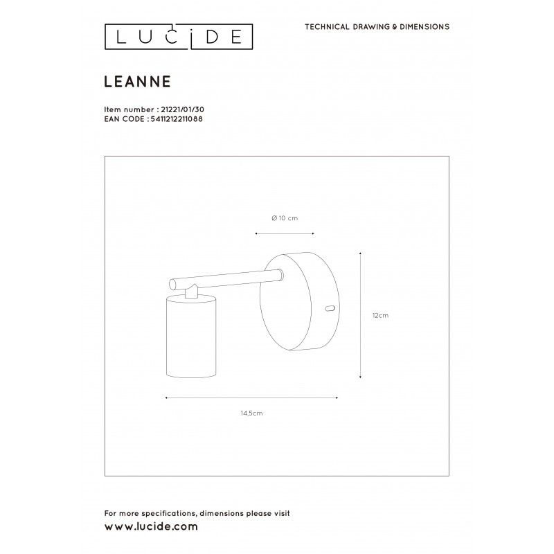 Lucide LEANNE - nástenné svietidlo - E27/60W 21221/01/30