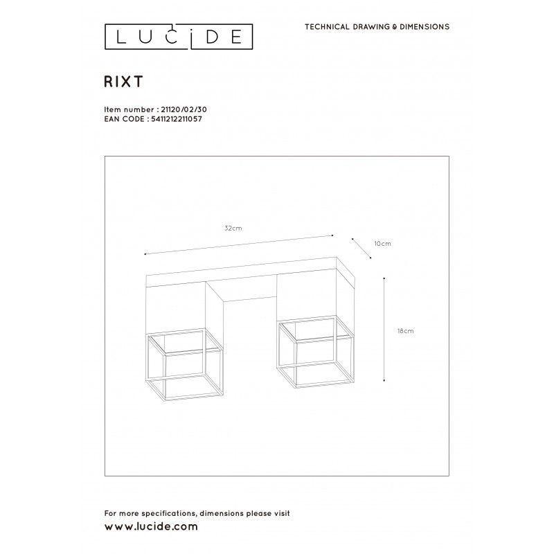 Lucide RIXT - stropné svietidlo - 2xE27/40W 21120/02/30