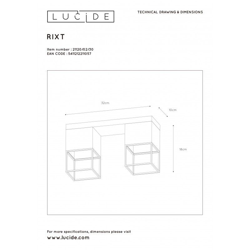 Lucide RIXT - stropné svietidlo - 2xE27/40W 21120/02/30