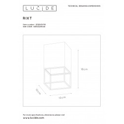 Lucide RIXT - stropné svietidlo - E27/40W 10x10cm H18cm 21120/01/30