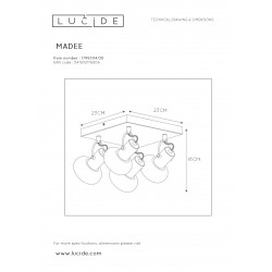 Lucide MADEE - stropné svietidlo - 4x E14/25W - Čierna 17993/14/30