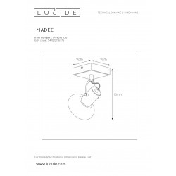 Lucide MADEE Ceiling spotlight 1x E14/25W Back/Smoke gla 17993/01/30