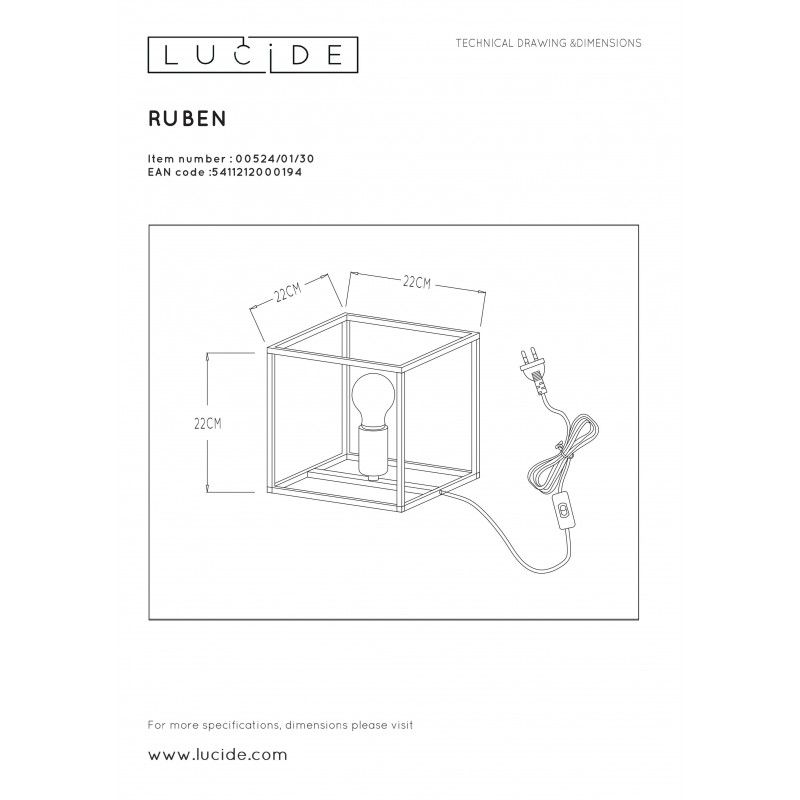 Lucide RUBEN - stolová lampa - 1x E27 40W 0524/01/30