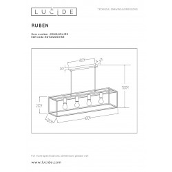 Lucide RUBEN - závesné svietidlo - 4x E27 40W Čierna 0424/04/30