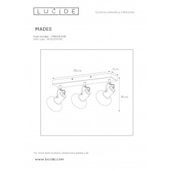 Lucide MADEE - stropné svietidlo - 3x E14/25W - Čierna 17993/03/30
