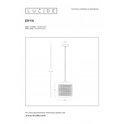 Lucide ERYN - Závesné svietidlo - 1x E27/15W Ø20 cm  70483/01/11