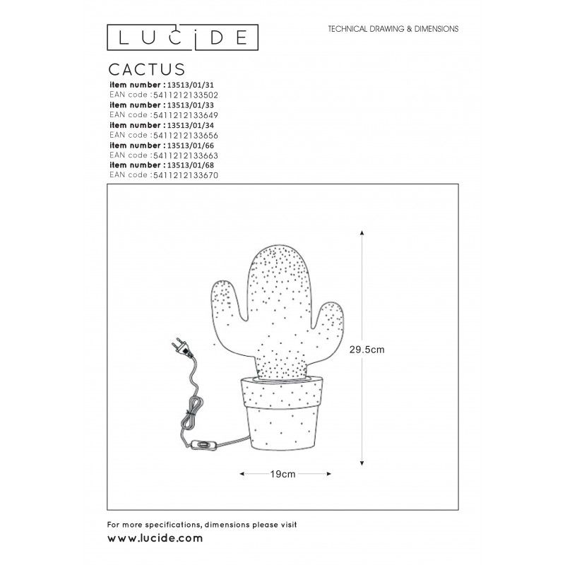 Lucide CACTUS stolná lampa Ceramic E14 135130133