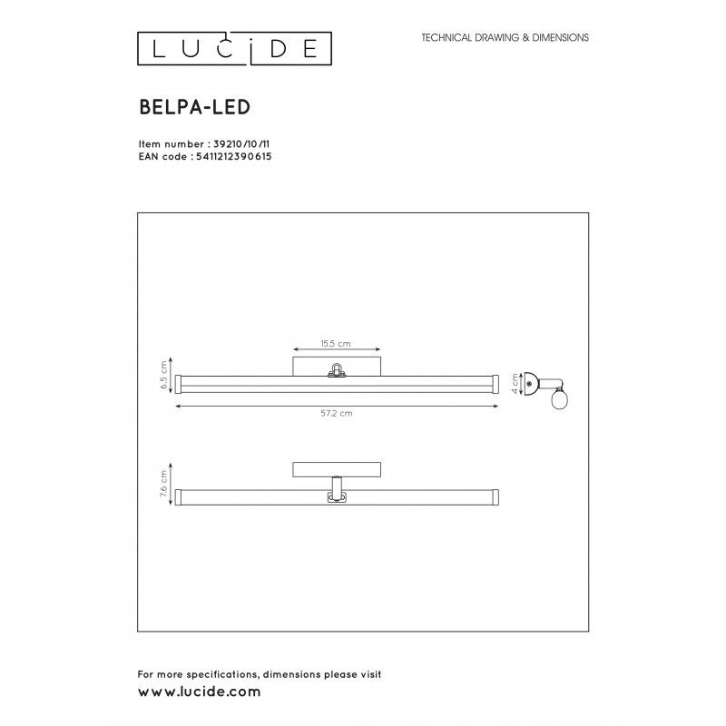 Lucide BELPA-LED Wall Light 10W 4000K 1000LM L5 39210/10/11