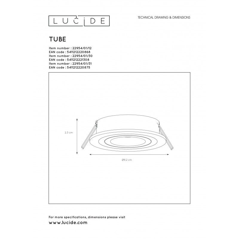 Lucide TUBE - Stropné svietidlo - Round D9cm GU10(50426/04/31)ex 22954/01/12
