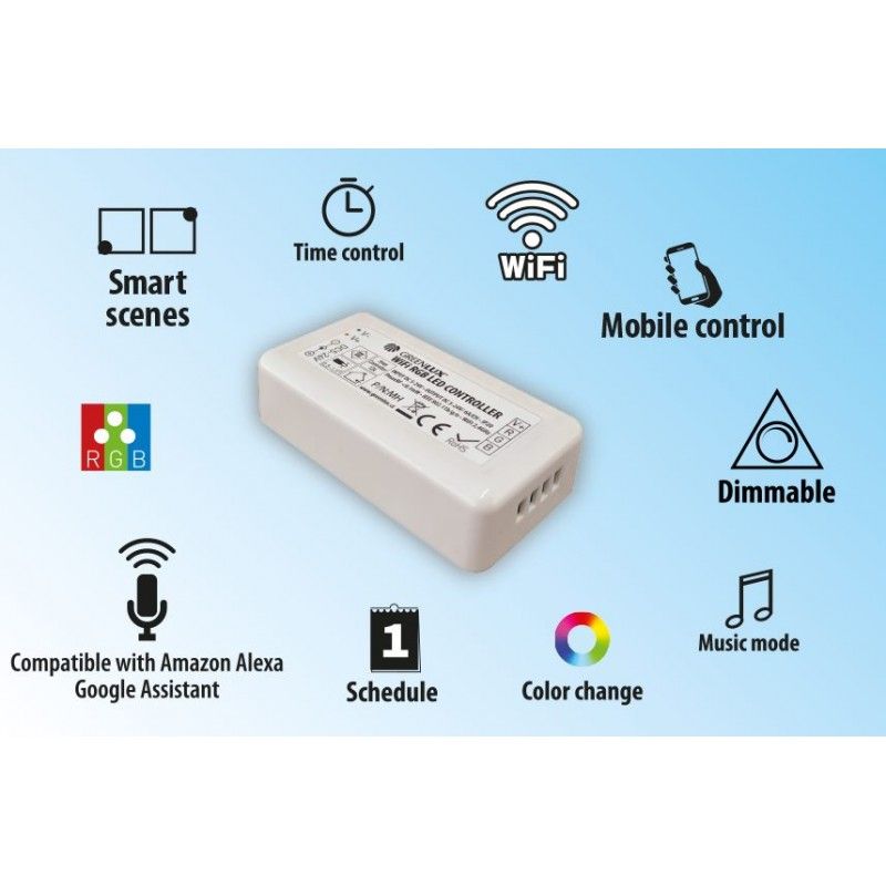 Greenlux WiFi RGB LED CONTROLLER - Inteligentný WiFi LED RGB ovládač GXSH071