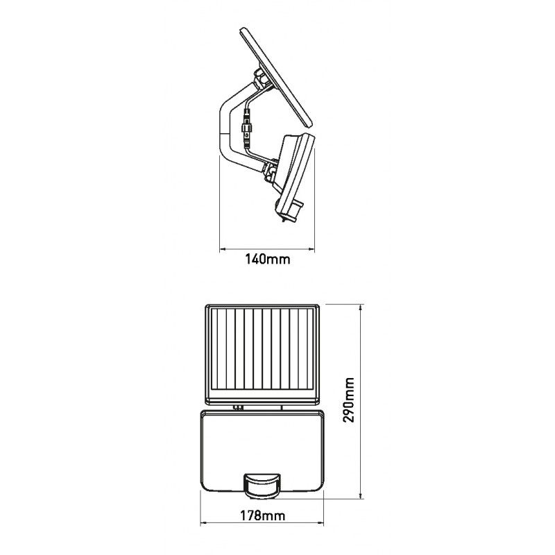 Greenlux PERPET SOLAR PIR 12W NW 1500lm - Solárne LED svietidlo s PIR pohybovým senzorom GXSO021